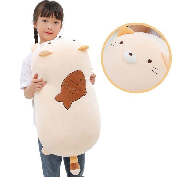 MMguai 23.6" Cute Big Cat Plush Soft Hugging Pillow,Large Fat Cats Stuffed Anim